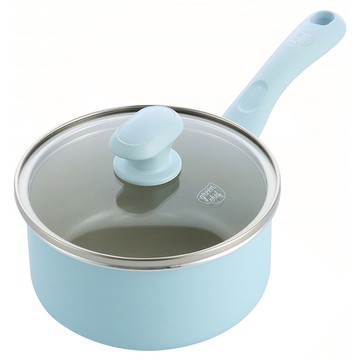 green chef IH爐適用 Sandstone 鑽石陶瓷塗層不沾單柄湯鍋 不挑爐具 天然無毒  1個  16cm  粉彩藍