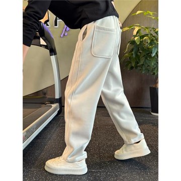 潮牌直筒衛褲男款春秋運動褲百搭男褲加絨新款高級感寬松休閑褲子