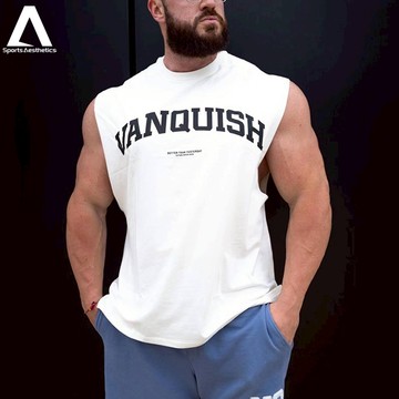 男士健身運動衫 棉質 夏季 休閒 跑步 背心 無袖上衣 Vq 現貨