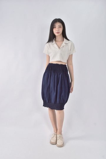 (M) issey miyake me棉質抓皺藍色長裙