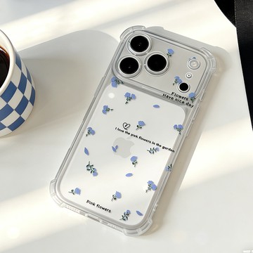 藍玫瑰適用蘋果透明iPhone17防摔手機殼女