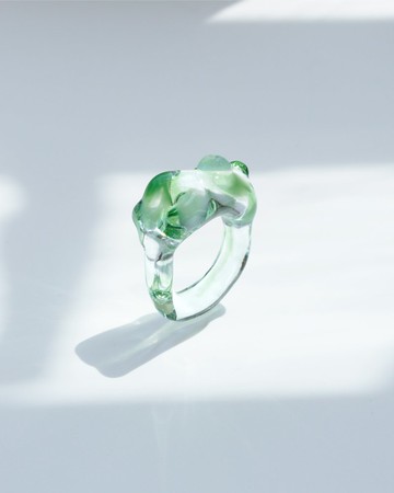 手工制雲朵玻璃介指【綠色】