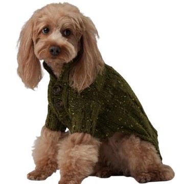 PEHOM 格雷寵物毛衣 - 橄欖綠 (XL-XXL)