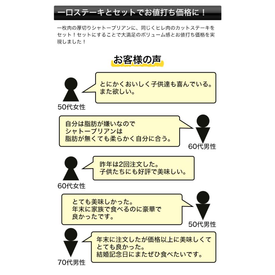 ステーキ シャトーブリアン ヒレ肉 快適生活 NEWシャトーブリアンステーキセット 各200g