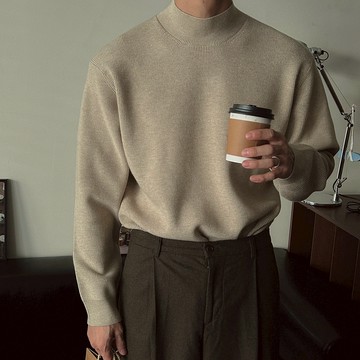 正韓堅挺羅紋微合身半立領針織上衣 10色 YUPPIE 預購商品 1209