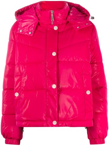 LIU JO - logo-plaque quilted puffer jacket - women - Polyester/Polyurethane Resin/Polyester - XS - Pink