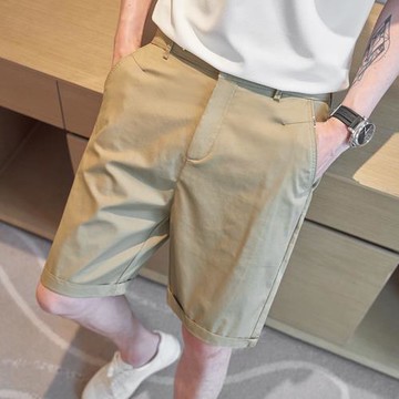 純棉西裝短褲男純色修身帥氣2025青年夏季直筒商務休閑五分褲西褲