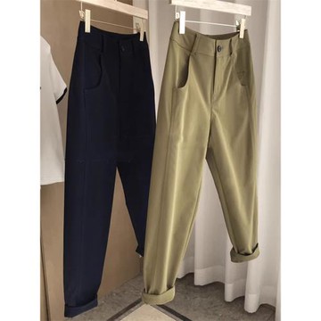 高腰蘿卜褲女秋季新款大碼梨形身材遮肉顯瘦九分哈倫老爹休閑褲子