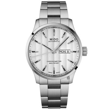 MIDO 美度 Multifort 先鋒系列80小時天文台矽游絲機械錶-銀/42mm M0384311103100