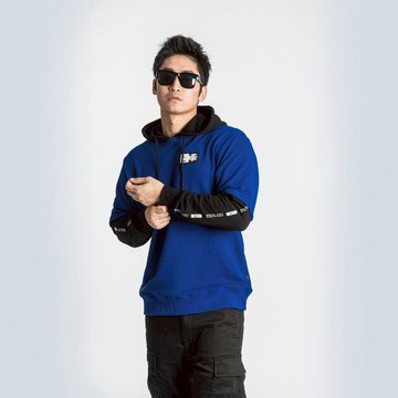 L.I.M.I.T.E - 男裝雙袖印花衛衣 - 藍色