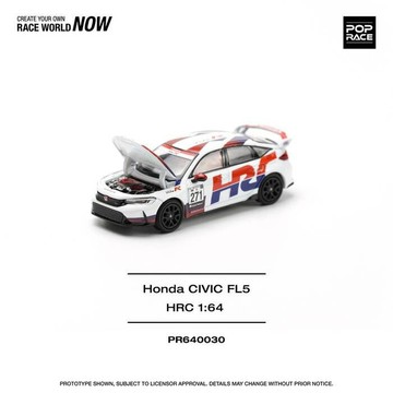 POP RACE 030 1/64 本田 HONDA CIVIC TYPE-R FL5 TCR HRC 塗裝 合金模型車