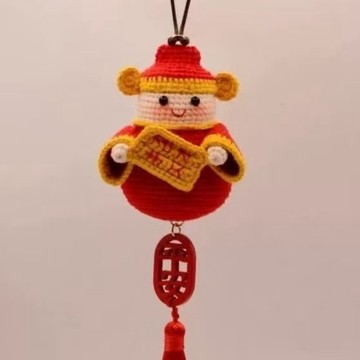 台灣出貨 2026 DIY 鈎針手作 新款財神爺掛件毛線手工編織diy材料包鉤針新年掛墜禮物打發時間