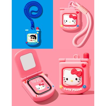 ins小眾個性 掛繩式 蘋果手錶殼 KT貓 iwatch ultra 1/2/3/7/8/9 硅膠防摔保護 胡蘿蔔 小新