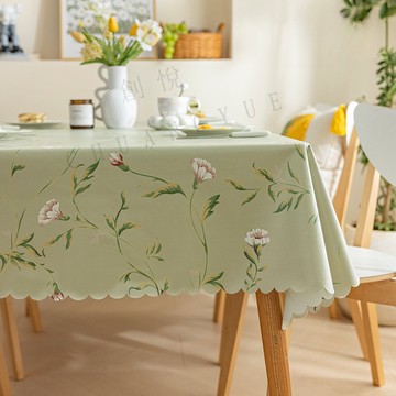 防油桌巾 花卉長桌布 防水桌布 免洗 鍍膜棉麻餐桌布 花邊桌巾 桌墊布 防油防髒 茶几檯布裝飾布藝