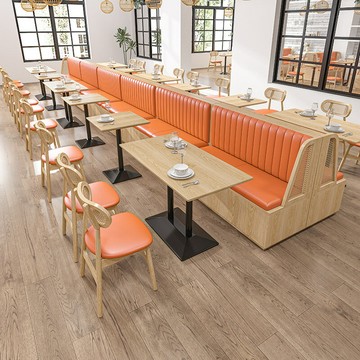 主題餐廳西餐廳奶茶咖啡廳茶餐廳飯靠墻座餐飲沙髮桌椅組合