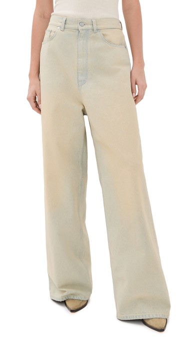 Stella McCartney Sand Overdyed Wide Leg Jeans Send Denim Overdyed 29