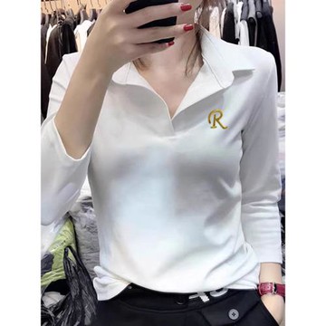 歐洲站白色純棉正肩POLO衫女微胖2026早春新款時尚商務休閑上衣潮