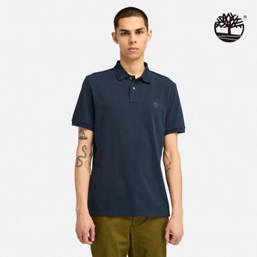 任-Timberland 男款深寶石藍短袖POLO衫│A24H2Z02