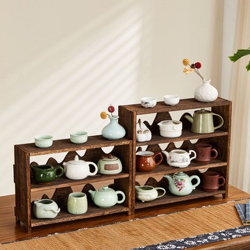 免運 公司貨 開立發票 茶架 博古架 收納架 茶具收納架桌上實木新中式組合格子架桌面置物架博古架茶室多寶閣多層擱板架
