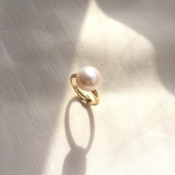 10mm Up Freshwater Big Pearl Ring Free Size Adjustable Ring