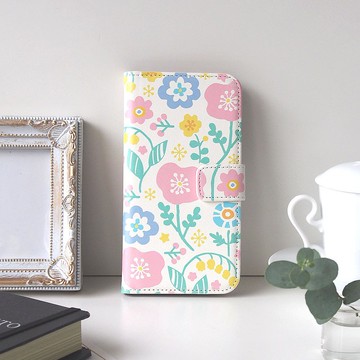【手帳型手機殼】粉彩花卉