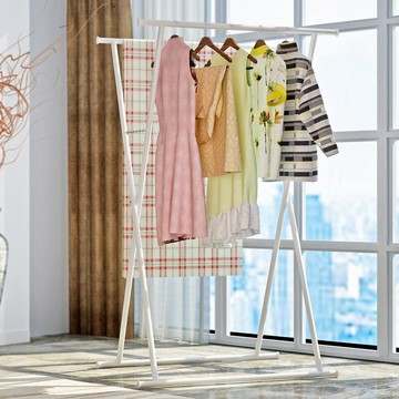 索爾諾衣架落地折疊防銹雙桿式X型晾曬架陽臺多功能曬被子架