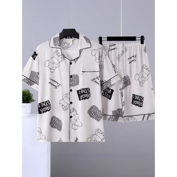 夏季睡衣男士短袖短褲大碼卡通青少年男生外穿薄款家居服套裝新款