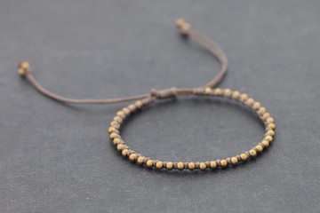 灰褐色打結的黃銅手鐲男女皆宜的可調節編織手鐲