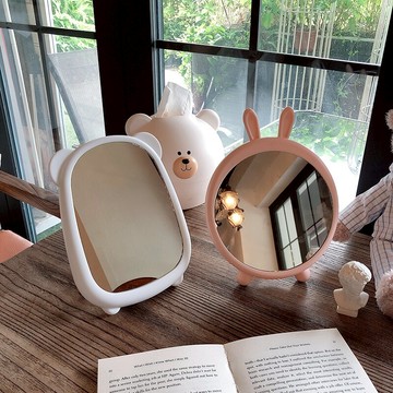 ins網紅臺式化妝鏡學生宿舍桌面便攜大號梳妝鏡少女臥室公主鏡子