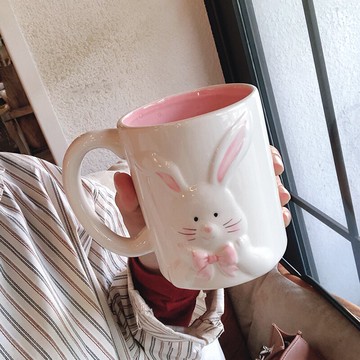 卡通陶瓷杯可愛少女創意個性潮流馬克杯大容量水杯咖啡牛奶杯子