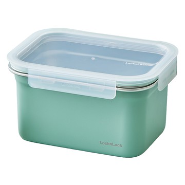 LocknLock 樂扣樂扣 粉彩不鏽鋼保鮮盒 綠色 2L  1個  盒身 + 上蓋