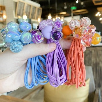 兒童高馬尾頭繩不傷發雙頭繩皮筋球球發繩寶寶扎發飾女童發圈頭飾