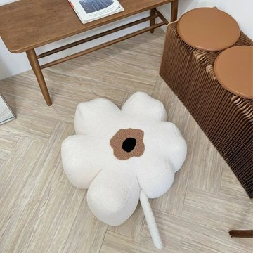 沐慕家居 靠墊抱枕花朵坐墩  56 x 54 x 23cm  白色