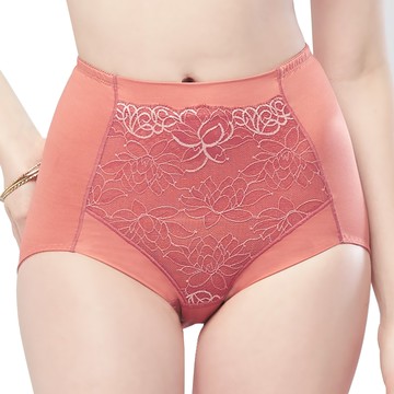 【思薇爾】撩波芙蓉光影系列M-XXL蕾絲高腰三角飾體褲(果乾紅)