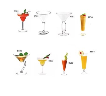 嘉寶PC亞克力耐摔雞尾酒杯果汁飲料杯高腳酒吧馬爹利杯奶昔冰沙杯