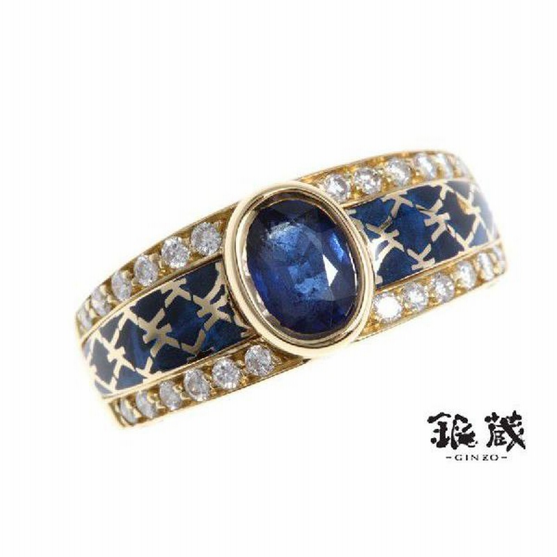 Korloff コルロフ リング サファイア0.99ct ダイヤ0.30ct YG 8.0
