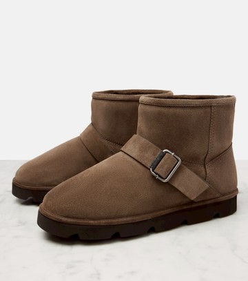 Brunello Cucinelli Shearling-lined suede ankle boots