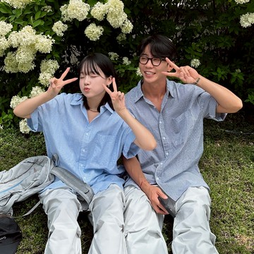 正韓UNISEX 細條紋口袋短袖襯衫 4色 YUPPIE 預購商品 0325