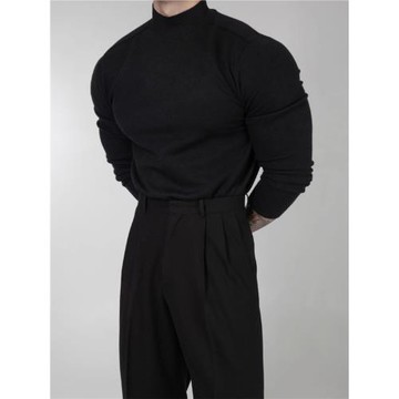 半高領針織衫男2025秋冬季新款韓版潮流百搭修身加絨毛衣打底衫