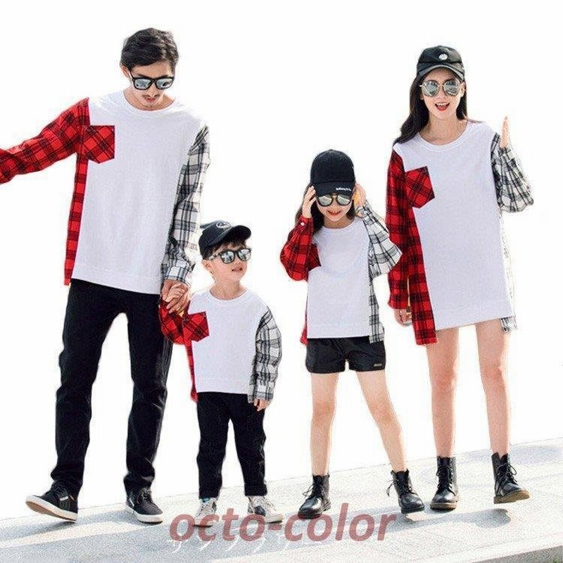 リンクコーデ 親子 ペアルック 親子コーデ 男女 Tシャツ 親子ペアルック 親子服 シャツ チェック ママ 娘 パパ 息子 トップス 半袖 春 親子おそろい 活動 家族 通販 Lineポイント最大0 5 Get Lineショッピング