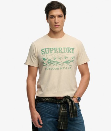 Superdry Men's Retro Outdoor Relaxed T-shirt Cream Size: S