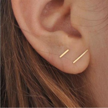 【Emi艾迷】韓國925銀針極簡約一字耳環