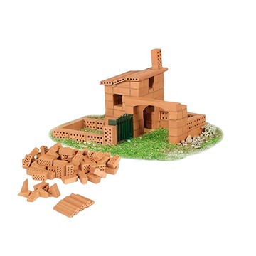 teifoc DIY益智磚塊建築玩具 (2合1) 德國製造 原裝進口 激發培養兒童創造力與專注能力 6歲+  TEI4010 (庭院小平房)  1組