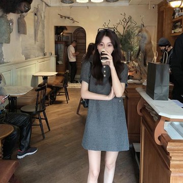 2025夏季新款女裝氣質高級感小個子a字小香風輕奢連衣裙小眾設計