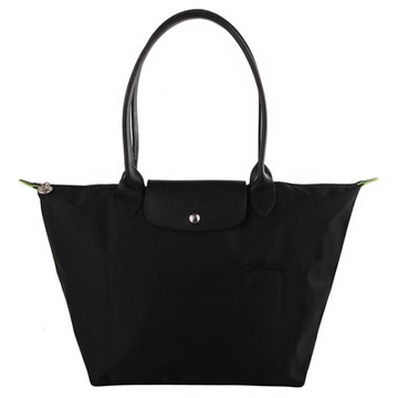 LONGCHAMP GREEN系列長提把大馬尼龍水餃包(黑)L