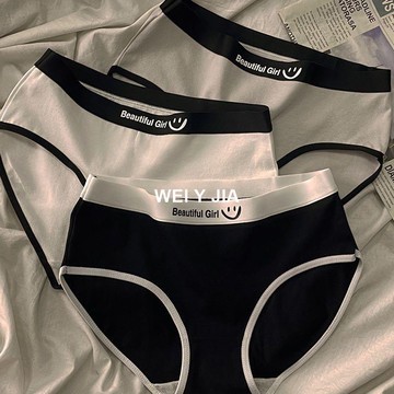 【唯家】純棉 內褲 笑臉圖案 運動內褲 抗菌 蕾絲內褲 無痕內褲 女生內褲 少女內褲 中腰內褲