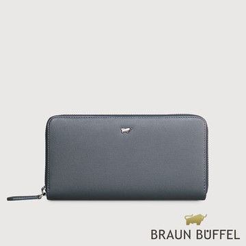 【BRAUN BUFFEL 德國小金牛】台灣總代理  瓦拉頓-TW 12卡拉鍊長夾-深藍色/BF537-602-MAR