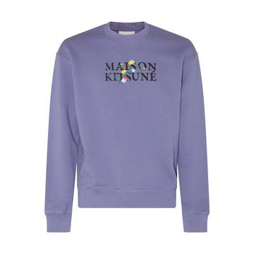 Maison Kitsune - Purple Slate Cotton Flower Lettering Sweatshirt