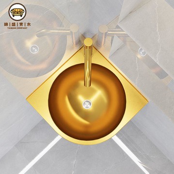 免運 公司貨 不鏽鋼洗手盆 水槽盆 單槽 304不銹鋼金色三角盆面盆簡易衛生間洗手盆家用墻式洗臉盆小戶型工廠直銷 售後保障 年終鉅惠 5j86
