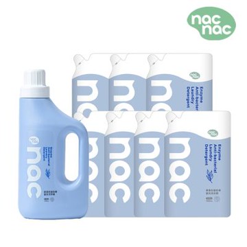 【nac nac】酵素抗菌防螨嬰兒洗衣精 箱購(1罐+7補充包)